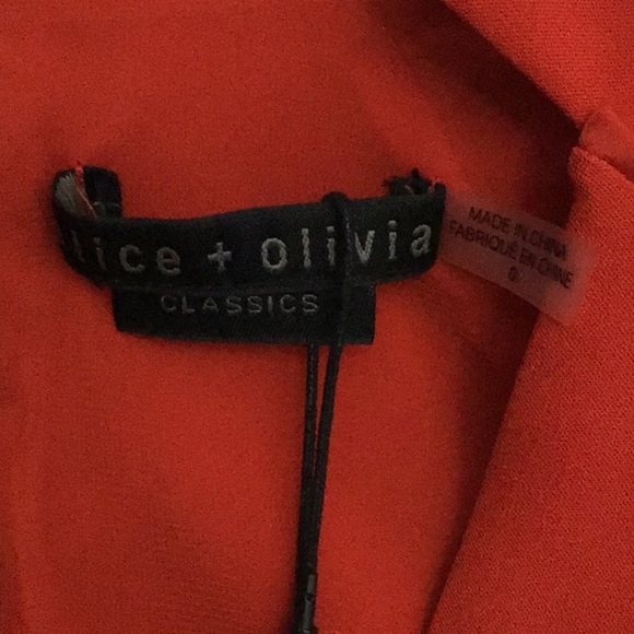 Alice + Olivia Latisha Piped Fitted Dress Sz 0 Red - Picture 5 of 8